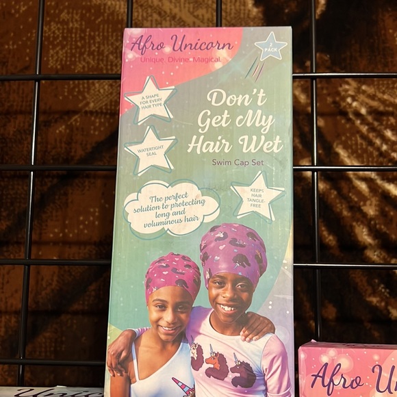 New Bundle of Afro Unicorn Swim Accessories - Pool Ring Float Glitter Mat & Caps - Picture 5 of 12